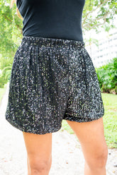 Black Sequin Shorts